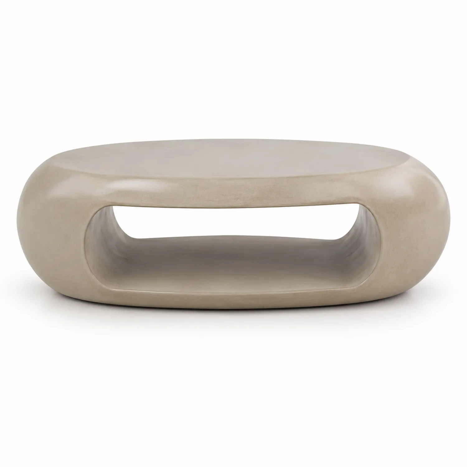 Mesa de centro de resina beige con estante