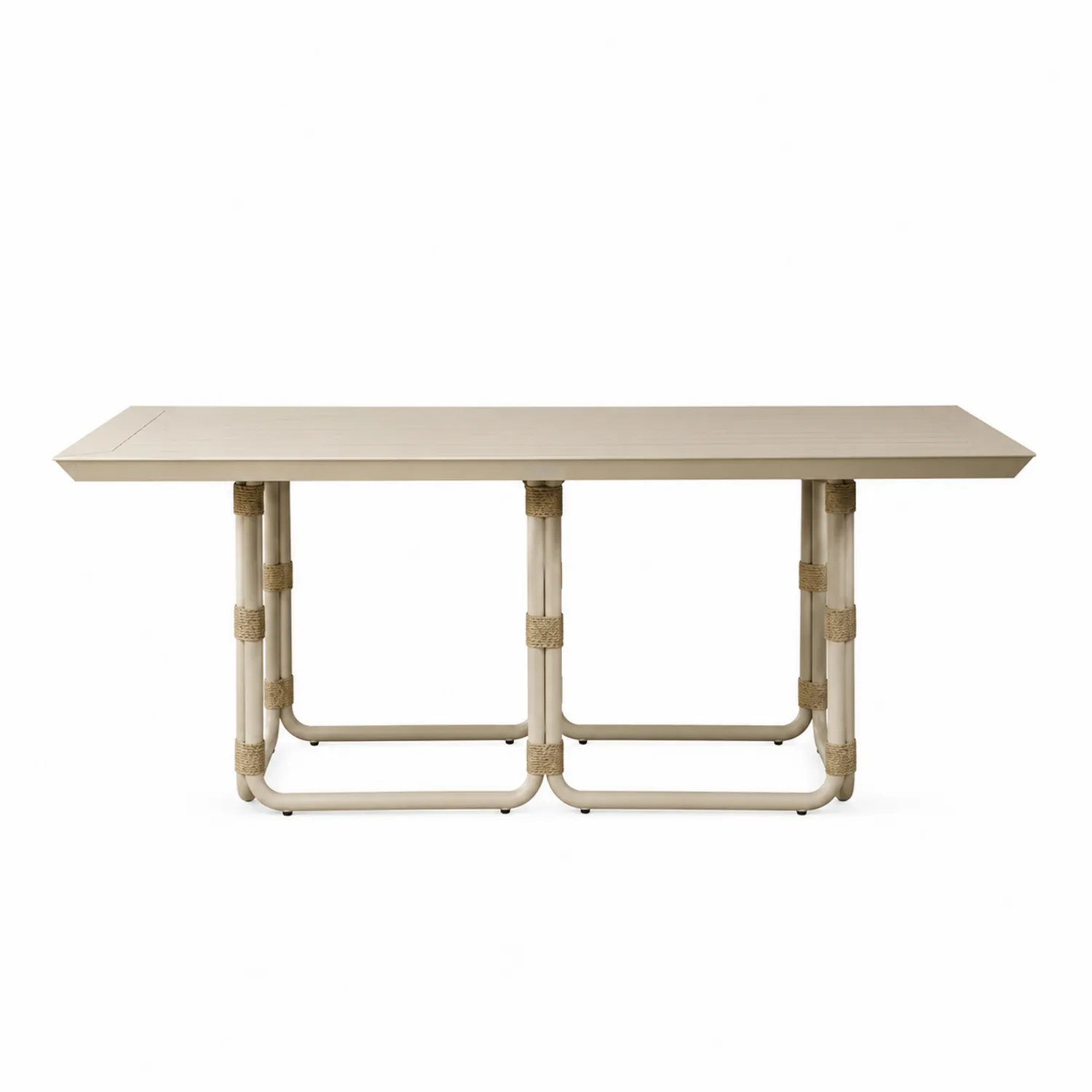 Mesa de comedor de aluminio y cuerda para exterior 200 cm Beige