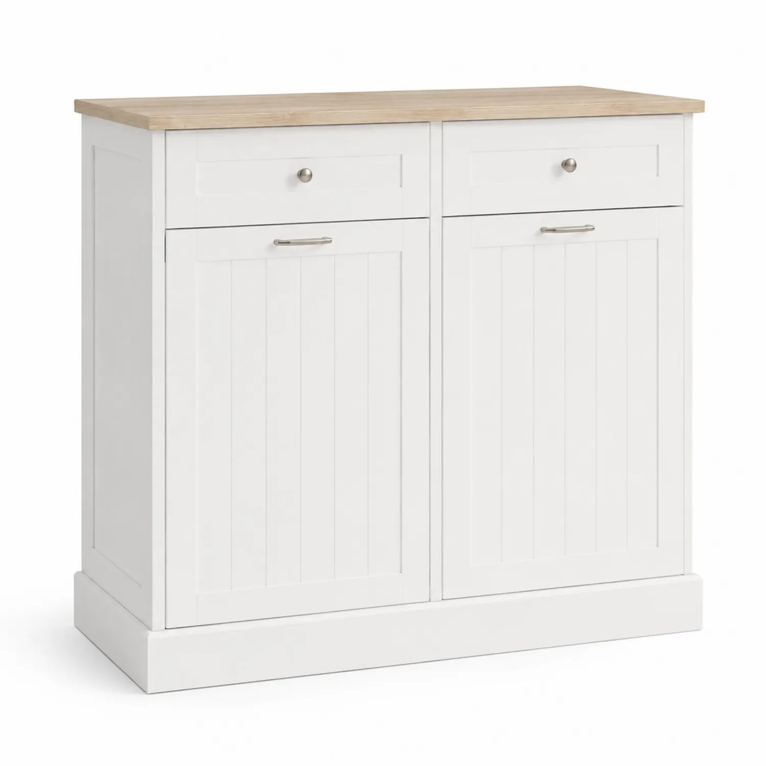 Cajonera de MDF Blanca con Encimera de Madera Clara 80x35x82 cm