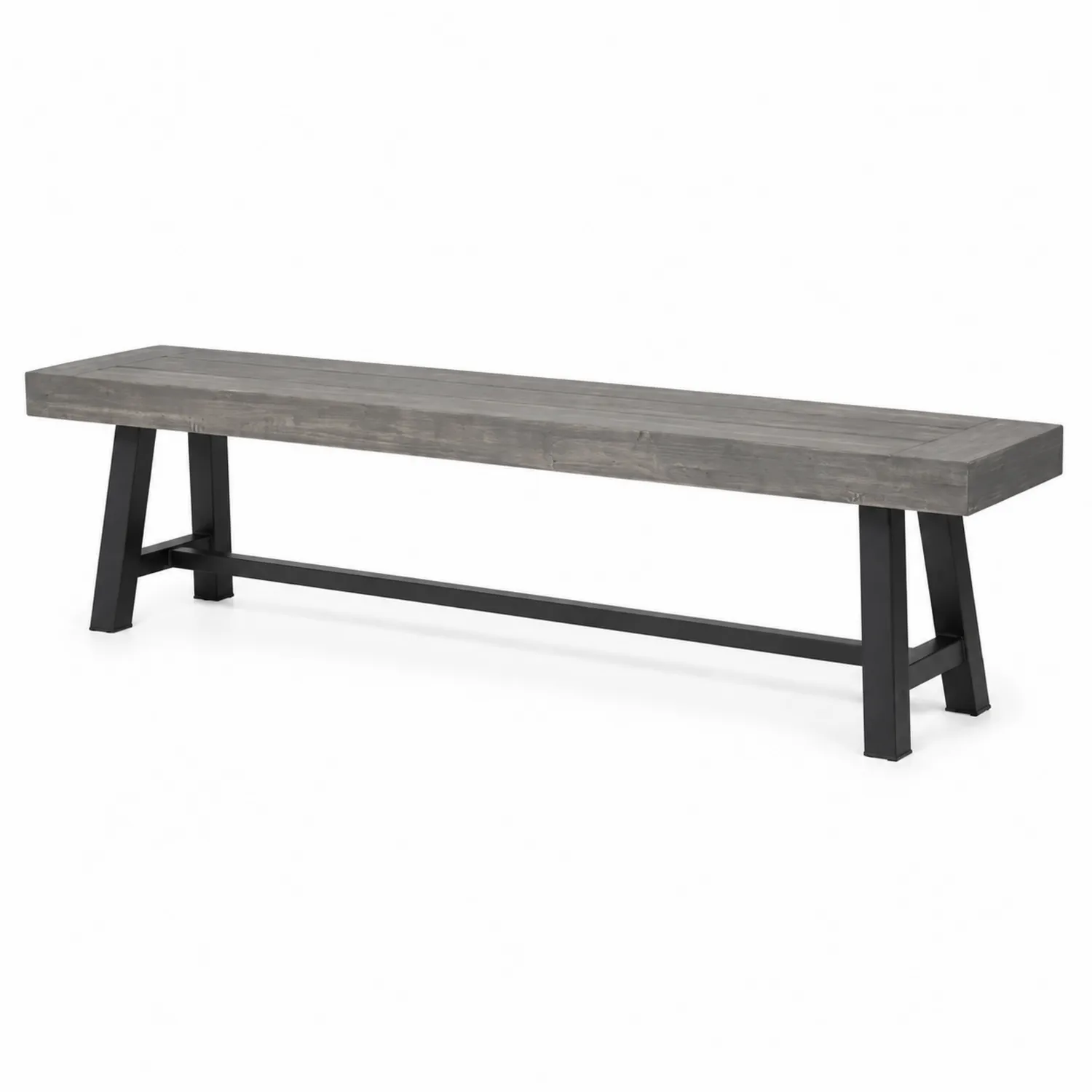 Banco de madera de acacia y acero 160x40x45 cm Gris y Negro