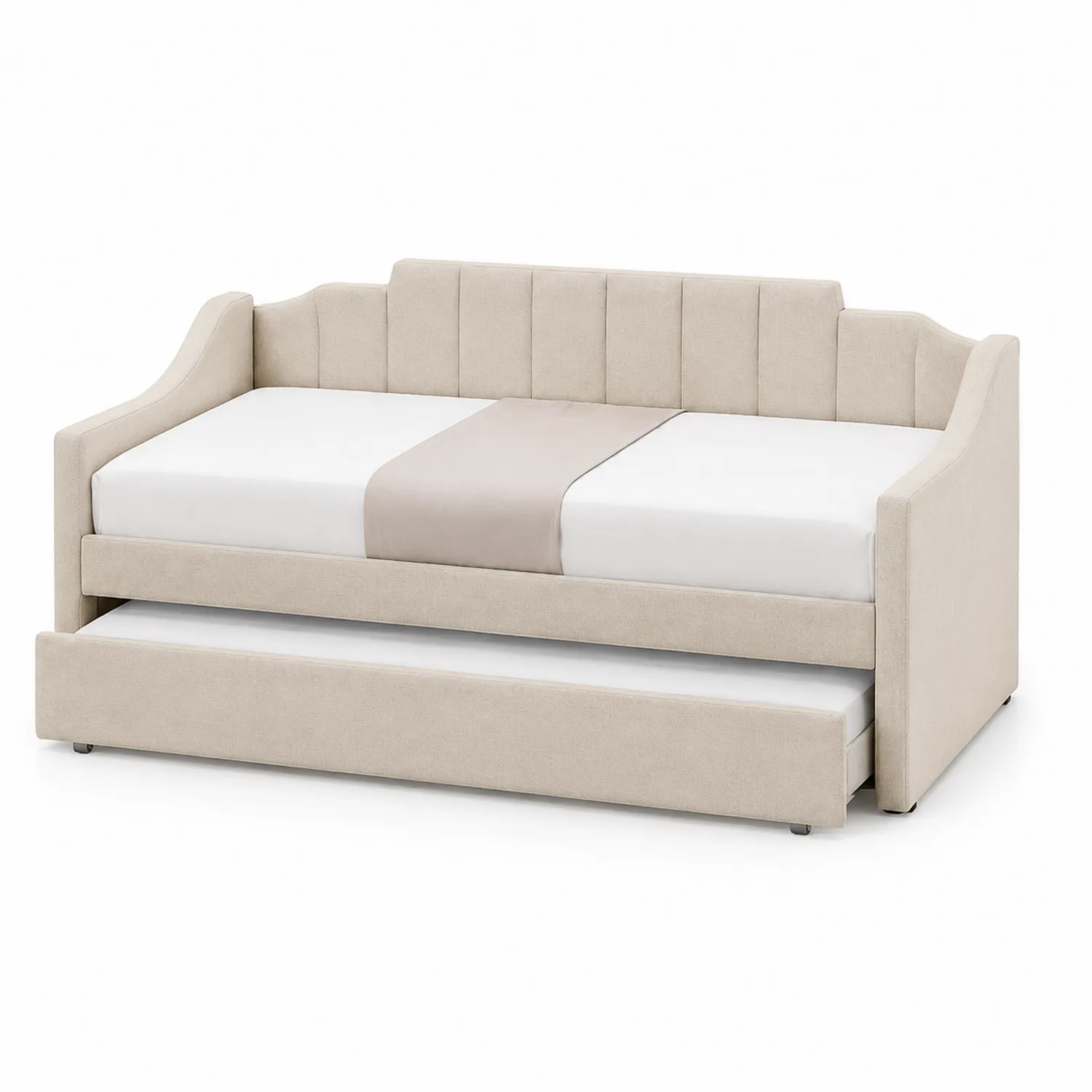 Sofá cama nido beige poliéster y espuma