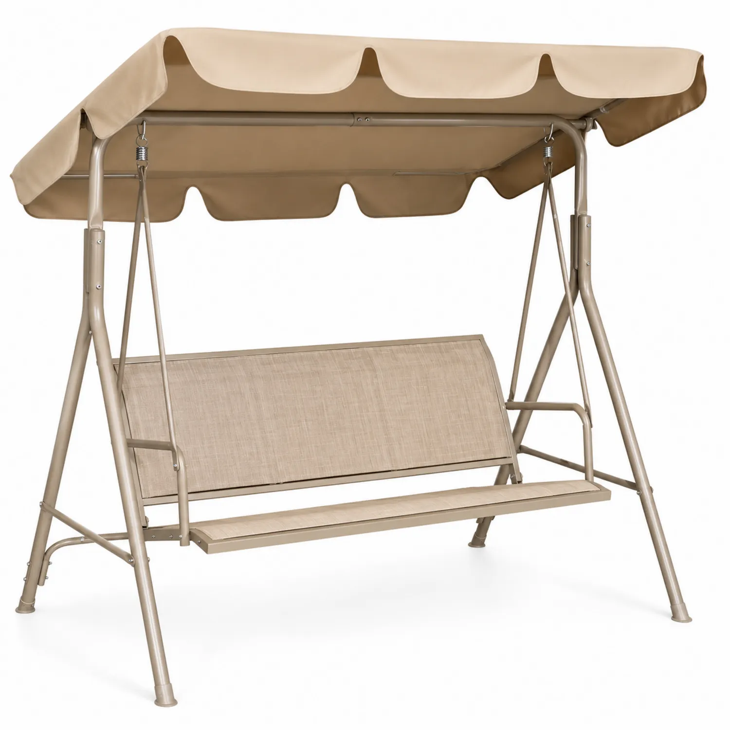 Columpio de jardín de metal con asiento de textileno Beige
