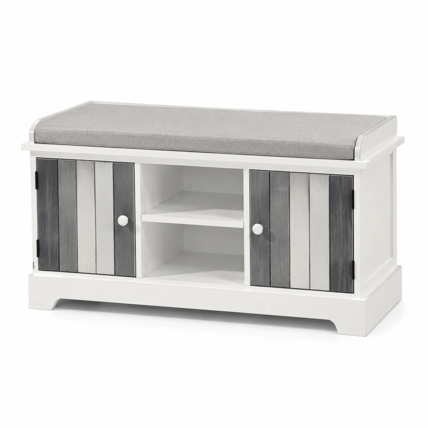 Banco de Madera con Almacenamiento y Cojín Gris 80x30x45 cm