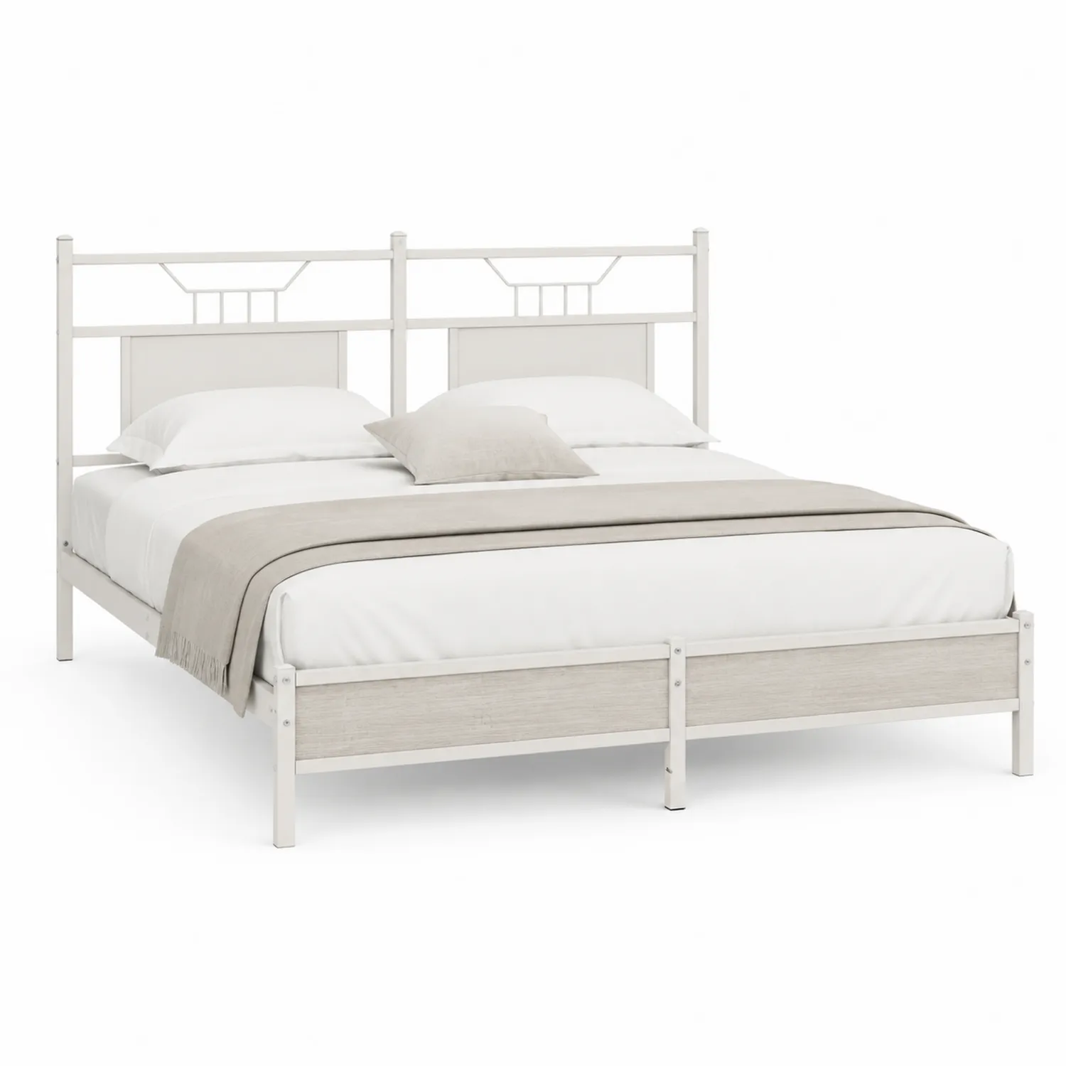 Cama de metal con cabecero 200x160 cm Blanca