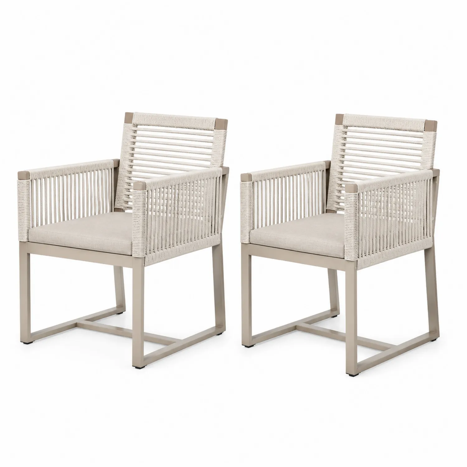 Juego de 2 Sillas de Comedor para Exterior de Aluminio y Cuerda Sintética