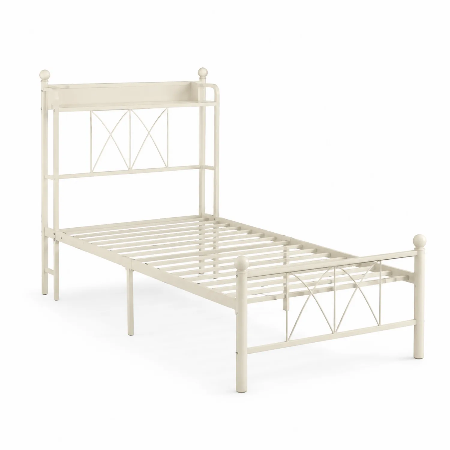 Cama Individual de Metal Beige 190x90 cm