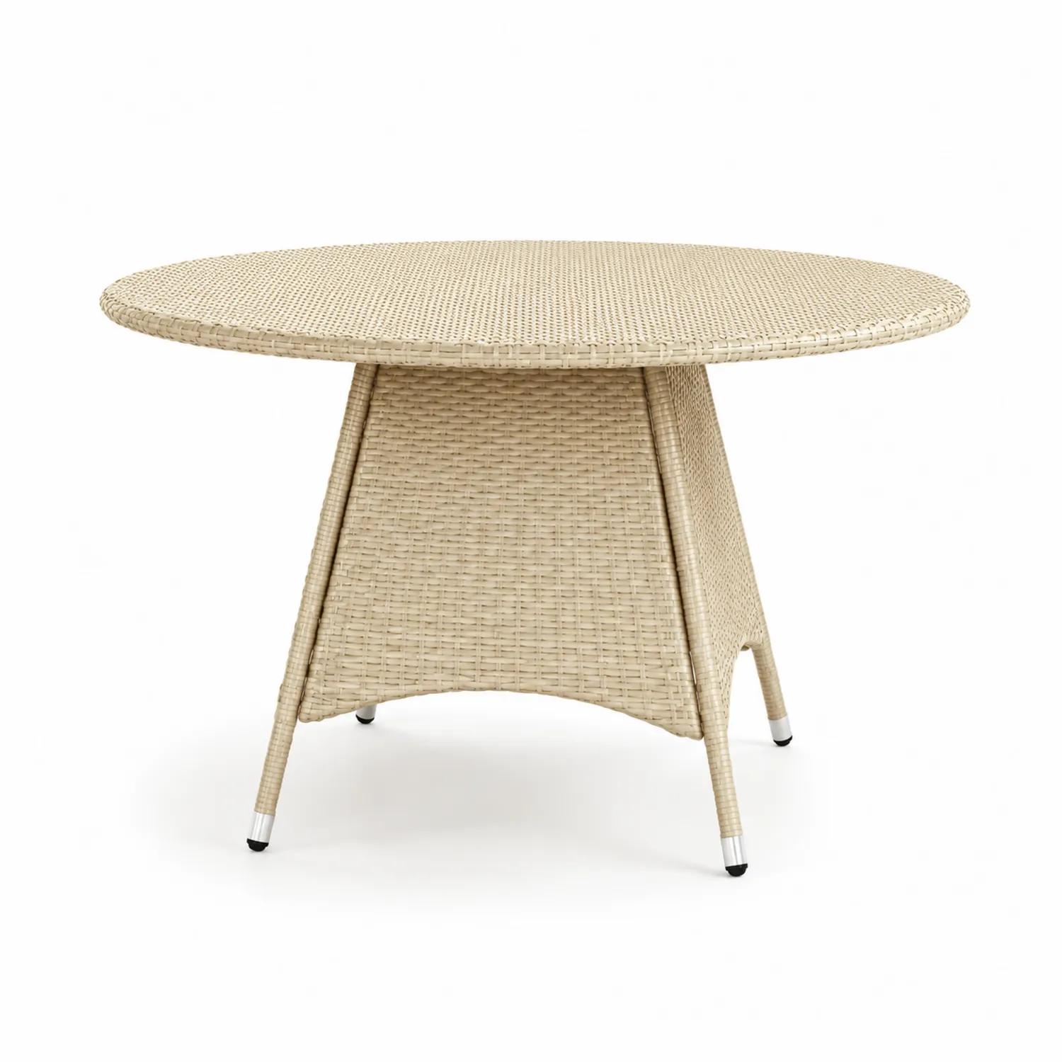 Mesa redonda de ratán sintético beige 120 cm