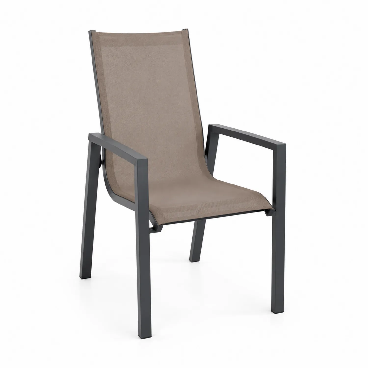 Silla de Aluminio y Textileno Marrón para Exterior 94x55x62 cm