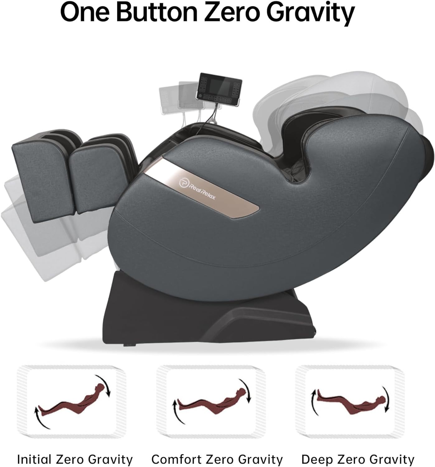 Real Relax 2022 Massage Chair of Dual-core S Track Recliner with Smart Voice Controller Zero Gravity (Brown)