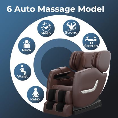 2024 Massage Chair, Full Body Zero Gravity Massage Chair with 8 Fixed Massage Rollers, 6 Auto Modes, Waist Heated, Bluetooth Speaker