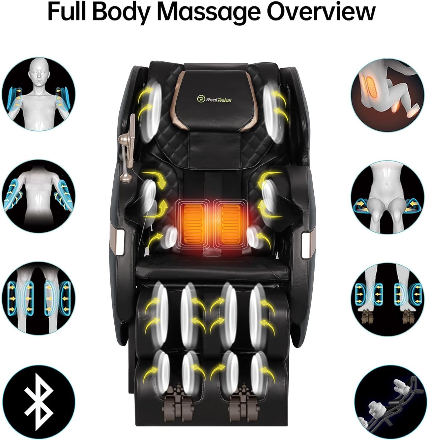 Real Relax 2022 Massage Chair of Dual-core S Track Recliner with Smart Voice Controller Zero Gravity (Brown)