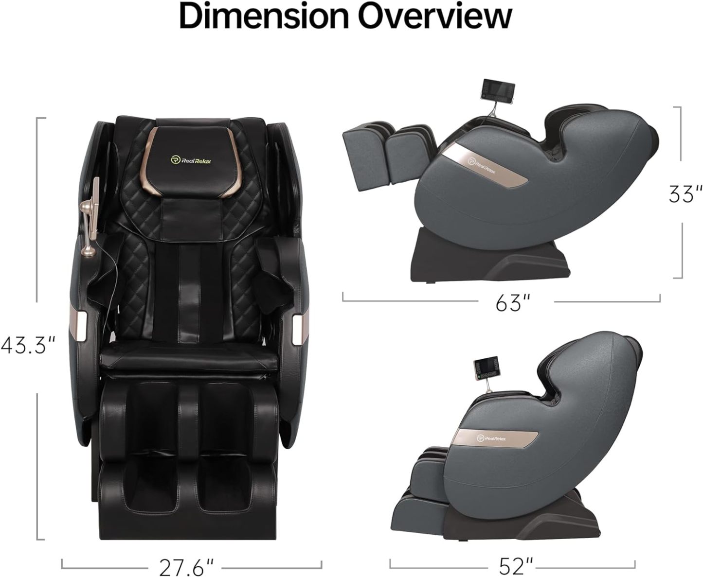 Real Relax 2022 Massage Chair of Dual-core S Track Recliner with Smart Voice Controller Zero Gravity (Brown)
