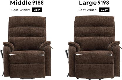 Irene House 9188 Medium Dual Motor Lay Flat Recliner Lift Chair Recliners Infinite Position with Heat Massage for Elderly Up to 300 LBS Electric Power Lift Recliner Chair Sofa