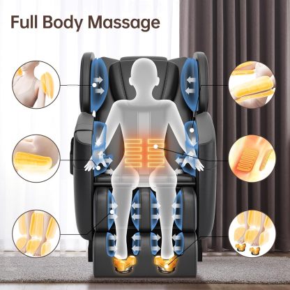 2024 Massage Chair, Full Body Zero Gravity Massage Chair with 8 Fixed Massage Rollers, 6 Auto Modes, Waist Heated, Bluetooth Speaker