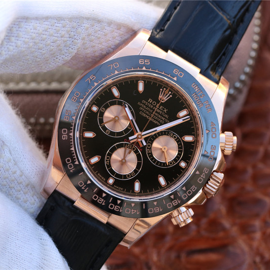 Daytona Rose Gold Leather Strap 40mm