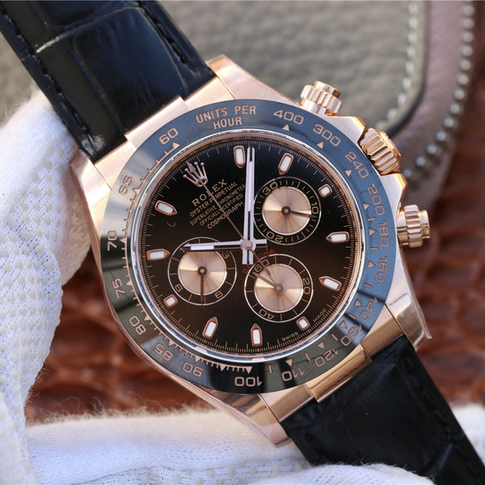 Daytona Rose Gold Leather Strap 40mm