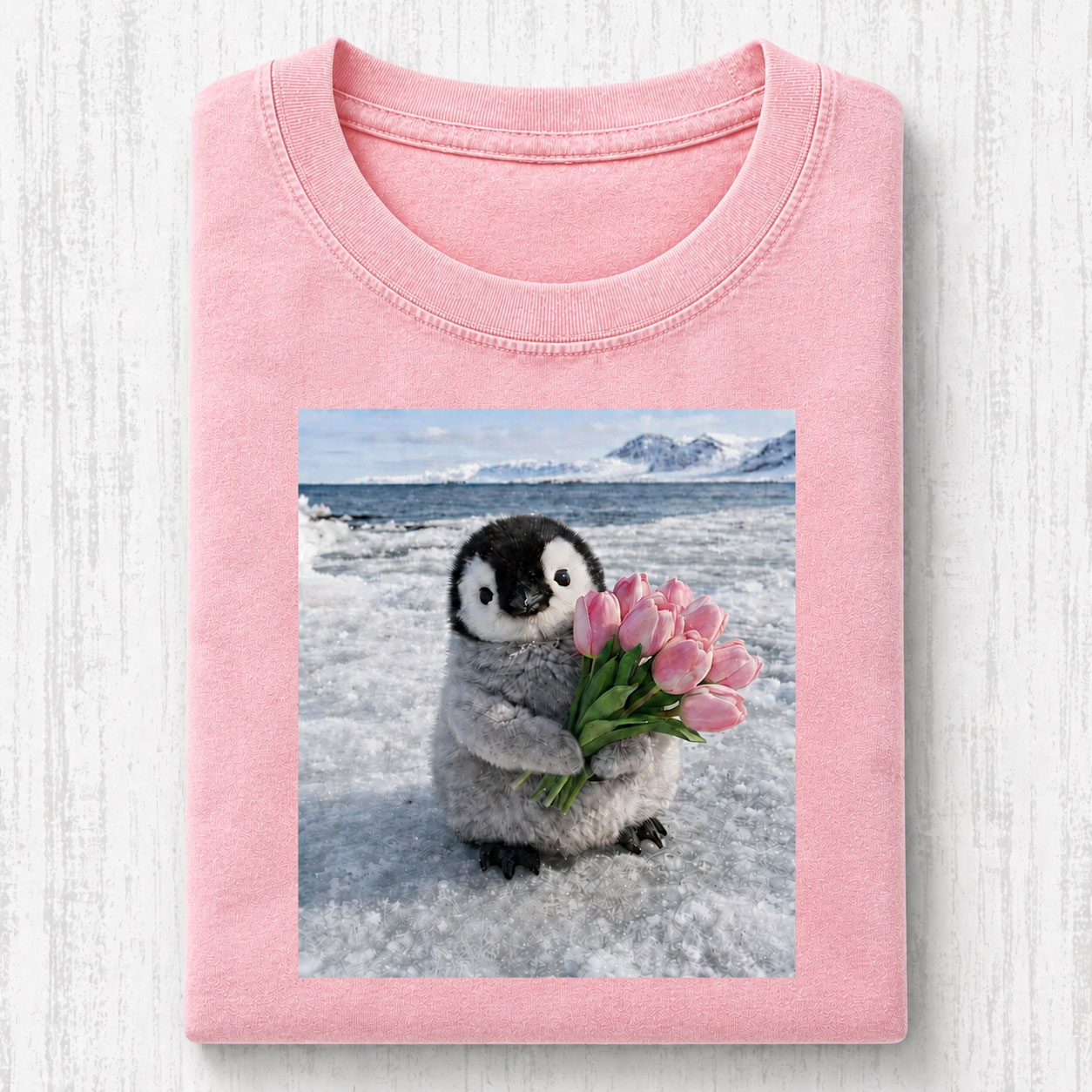 Tulip Bouquet Penguin Vintage Comfort Tee-Teevibe