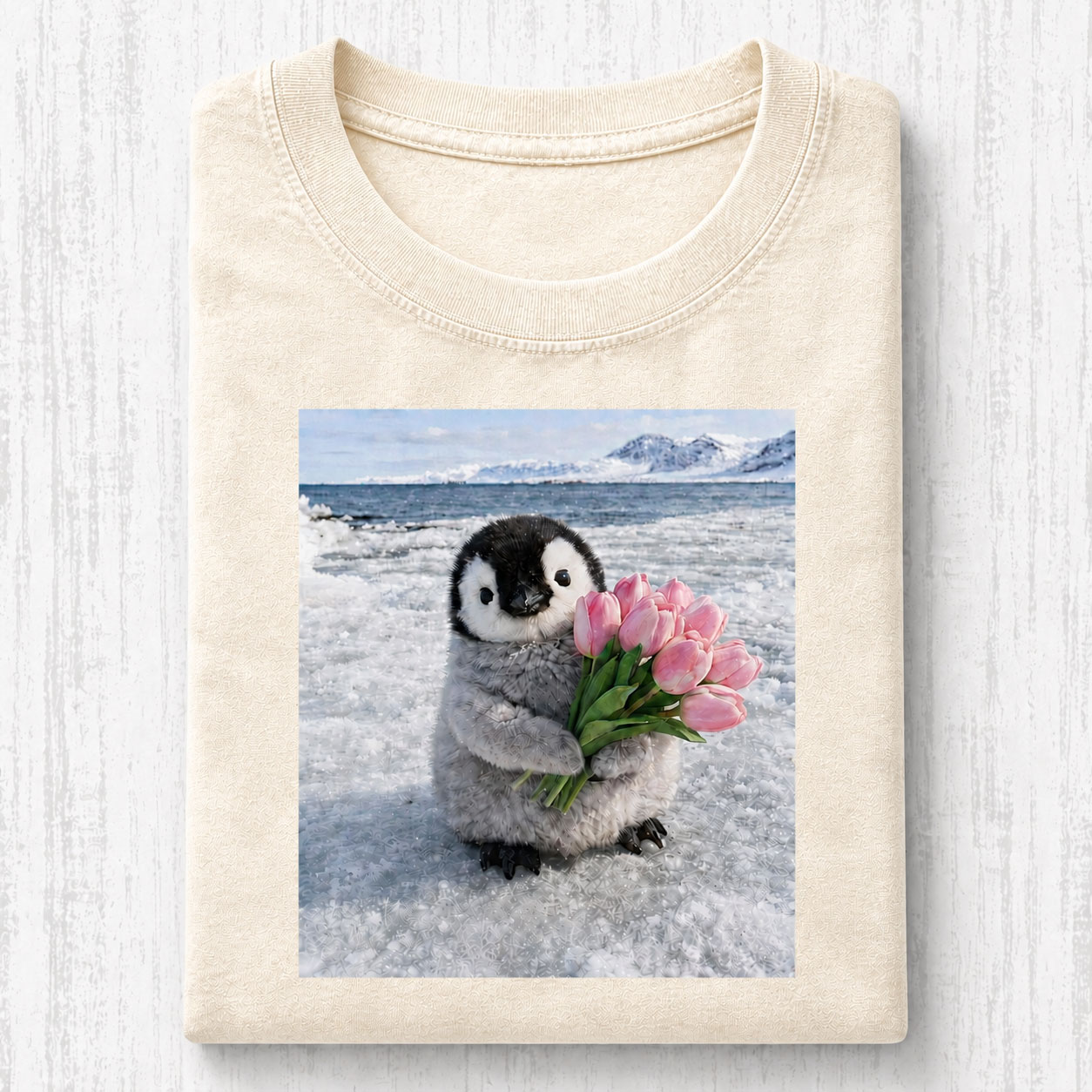 Tulip Bouquet Penguin Vintage Comfort Tee-Teevibe