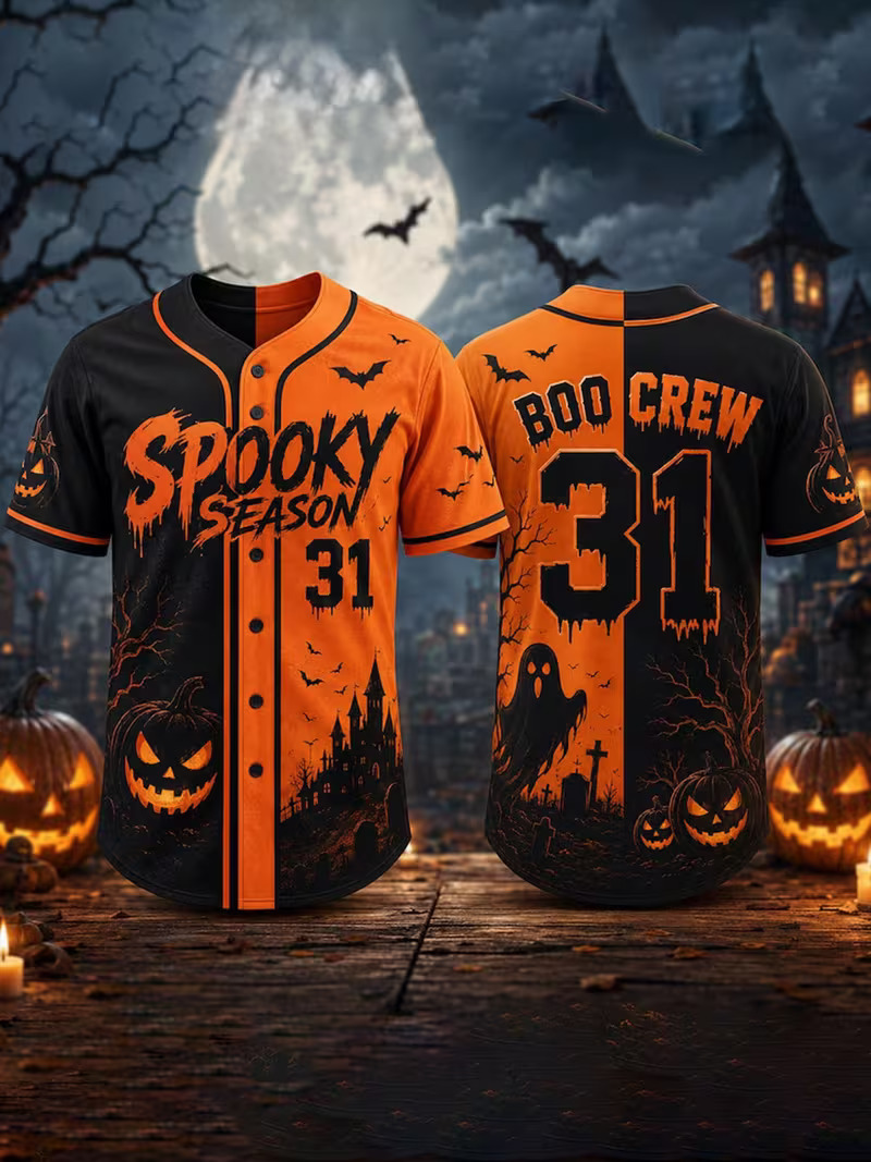 Spooky Season Boo Crew Halloween Baseball Jersey
