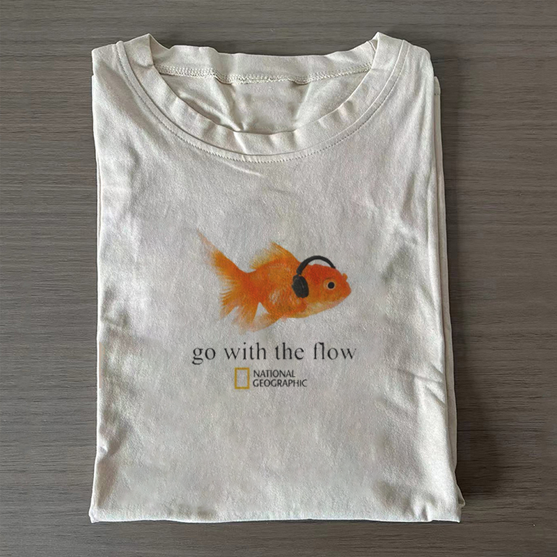 Go With The Flow Goldfish T-shirt-Teevibe