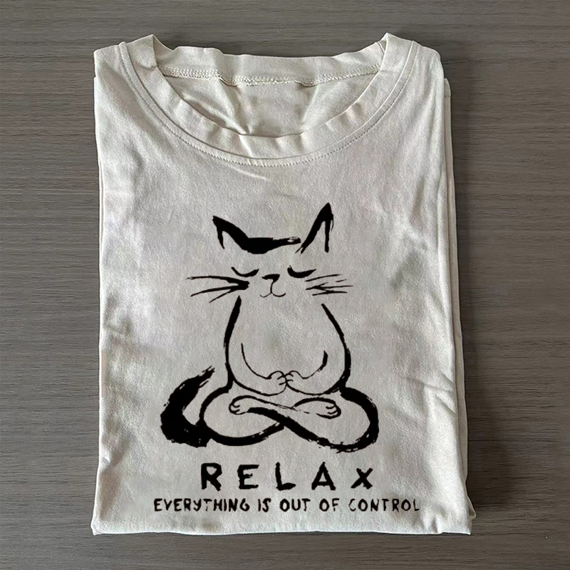 Zen Meditate Cat Chill Funny Meme T-shirt-Teevibe