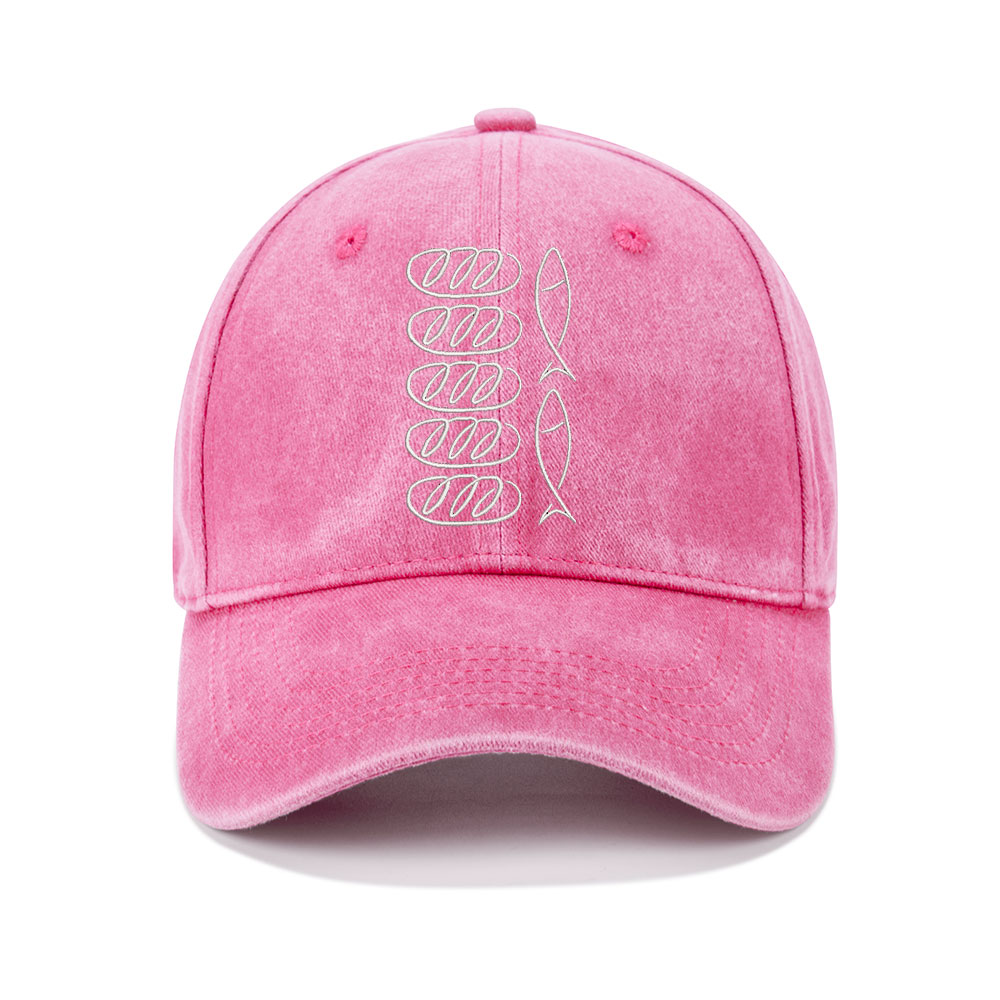 Loaves Of Bread And Fish Christian Washed Hat-Teevibe