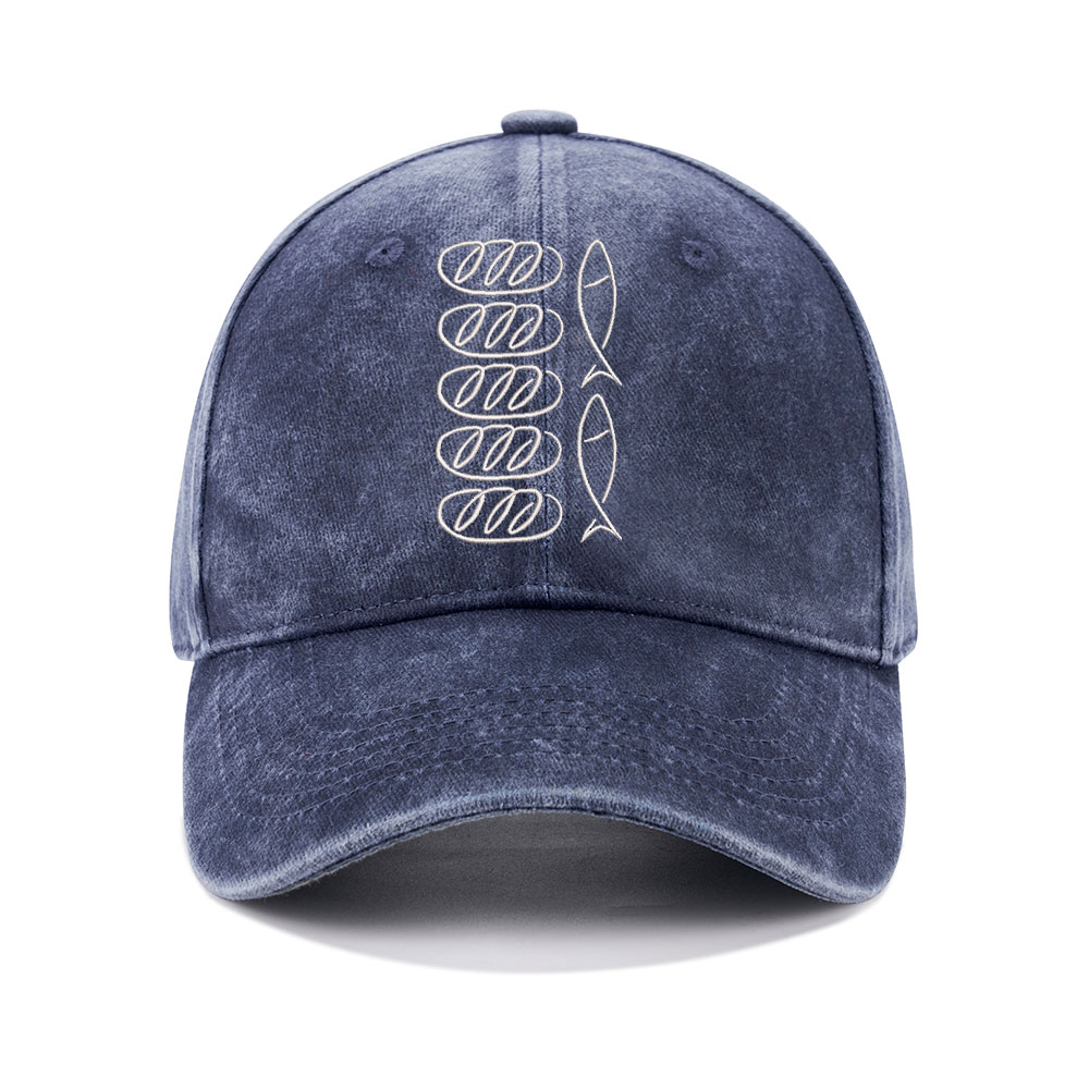 Loaves Of Bread And Fish Christian Washed Hat-Teevibe