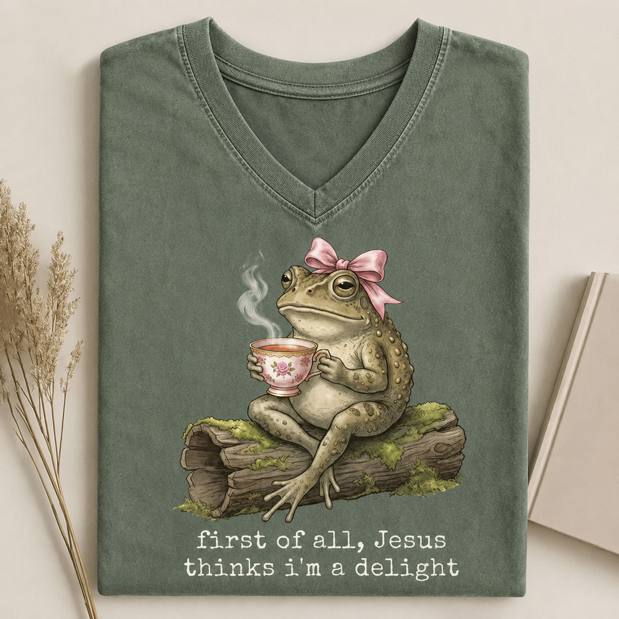 First Of All Jesus Thinks I’m A Delight V-Neck T-shirt-Teevibe