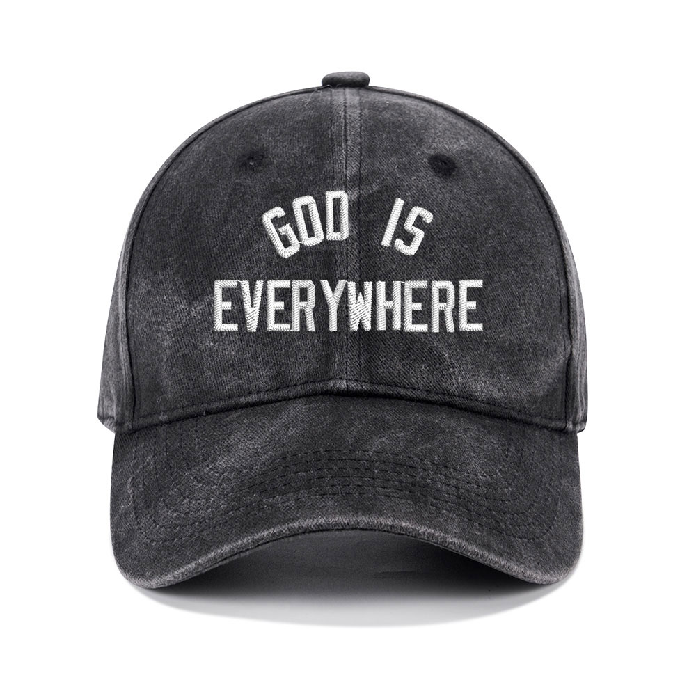 God Is Everywhere Christian Washed Hat-Teevibe