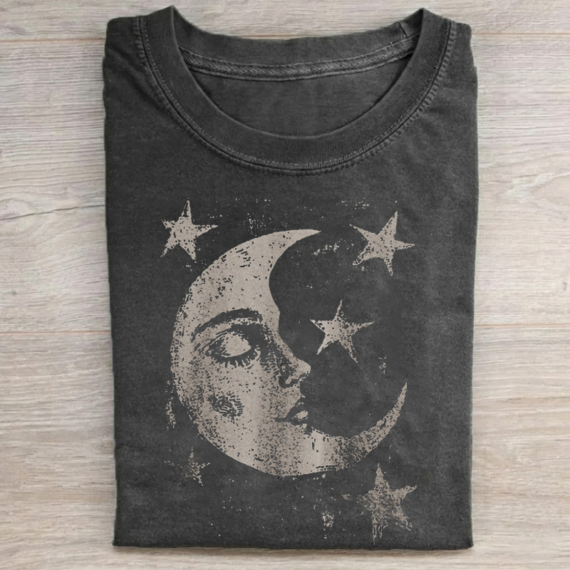 Vintage Celestial Moon Stars T-shirt-Teevibe