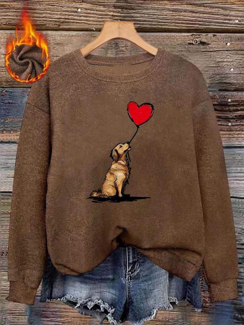 Vintage Dog Red Heart Balloon Crewneck Sweatshirt