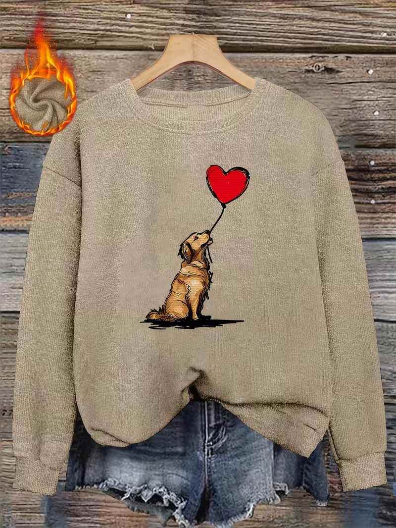 Vintage Dog Red Heart Balloon Crewneck Sweatshirt