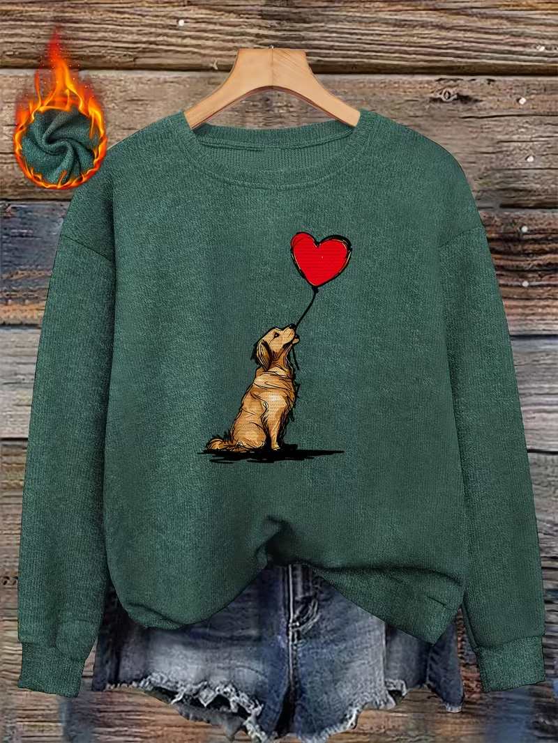 Vintage Dog Red Heart Balloon Crewneck Sweatshirt