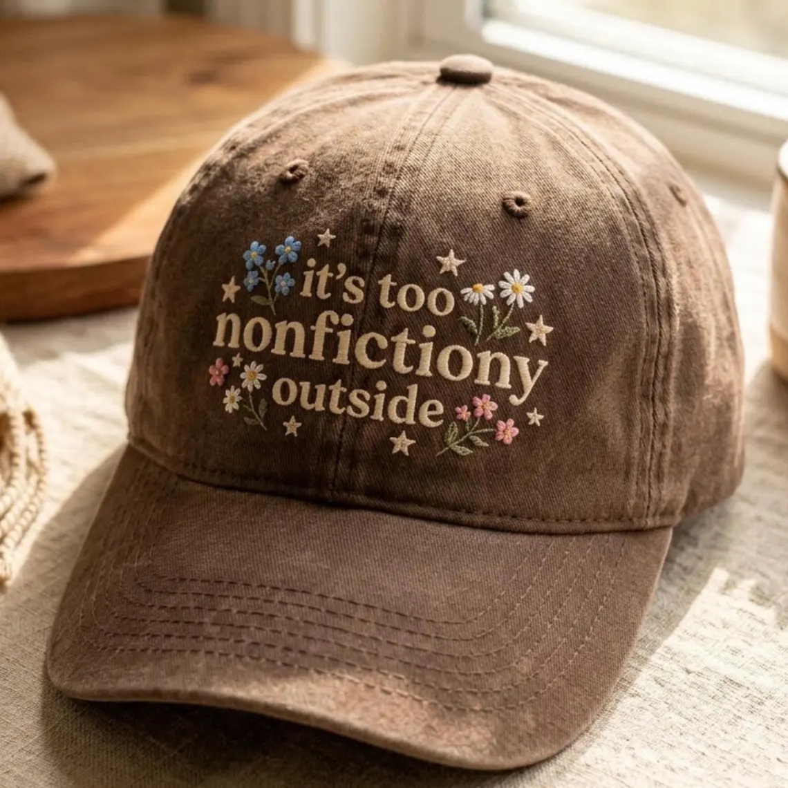 Embroidered Floral Baseball Cap-Teevibe