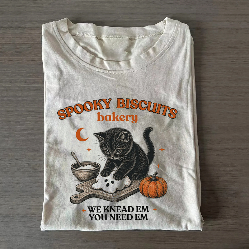 Kitty Biscuits Spooky Season Halloween Fall T-shirt-Teevibe