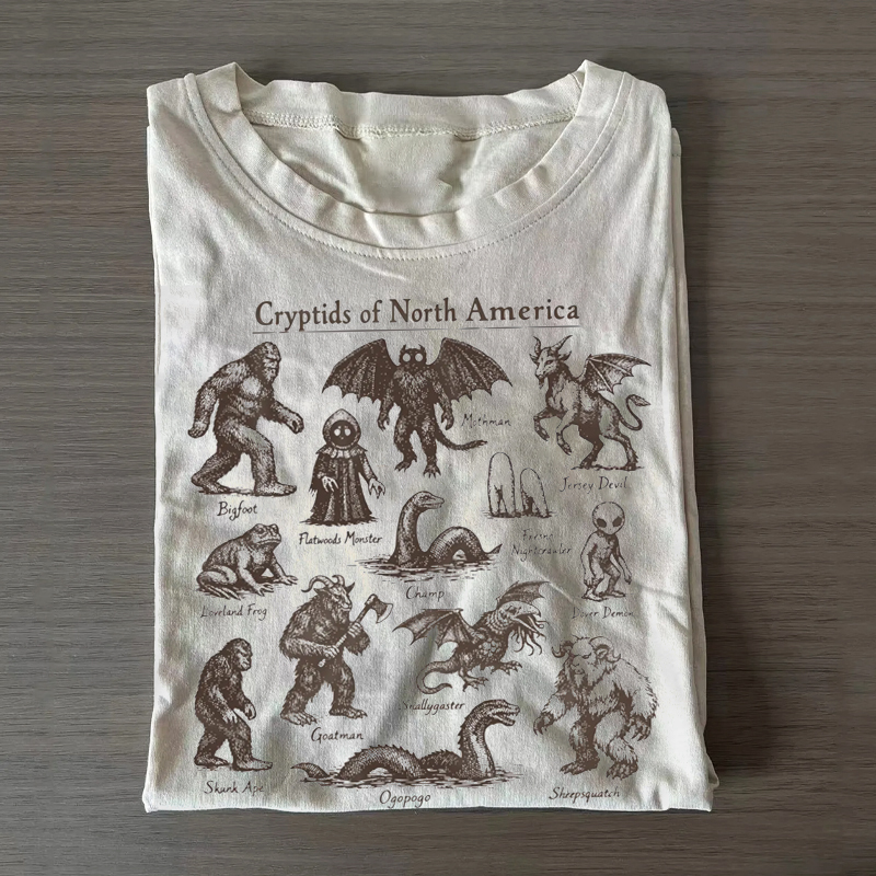 Cryptids of North America Vintage Field Guide T-Shirt-Teevibe