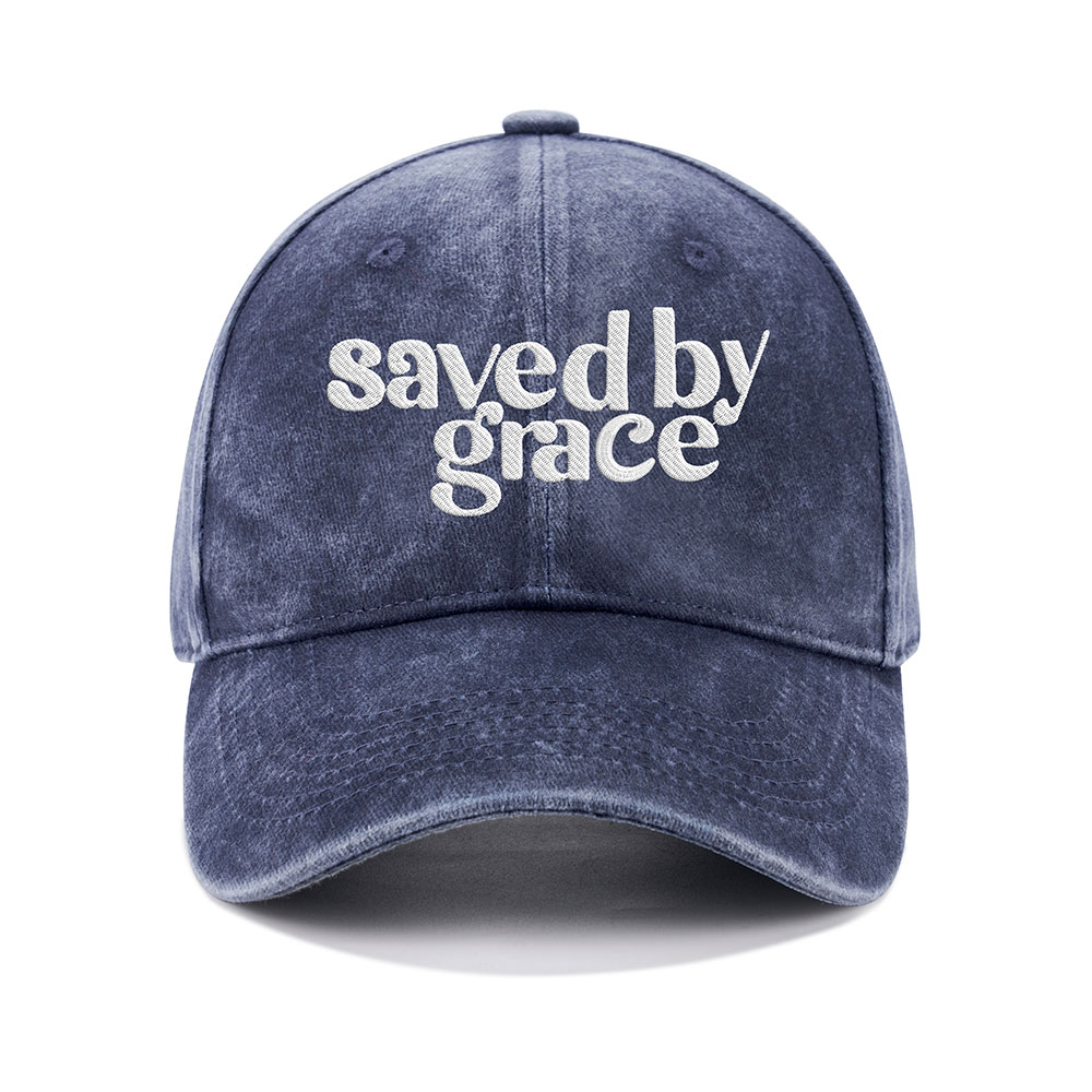 Save By Grace Christian Washed Hat-Teevibe