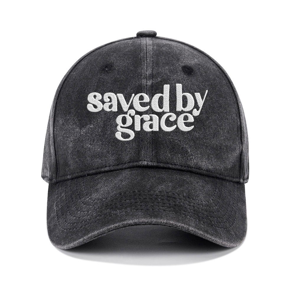 Save By Grace Christian Washed Hat-Teevibe