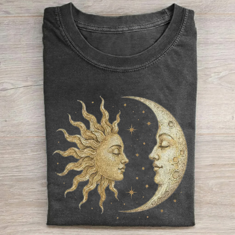 Vintage Sun Moon Celestial T-Shirt-Teevibe
