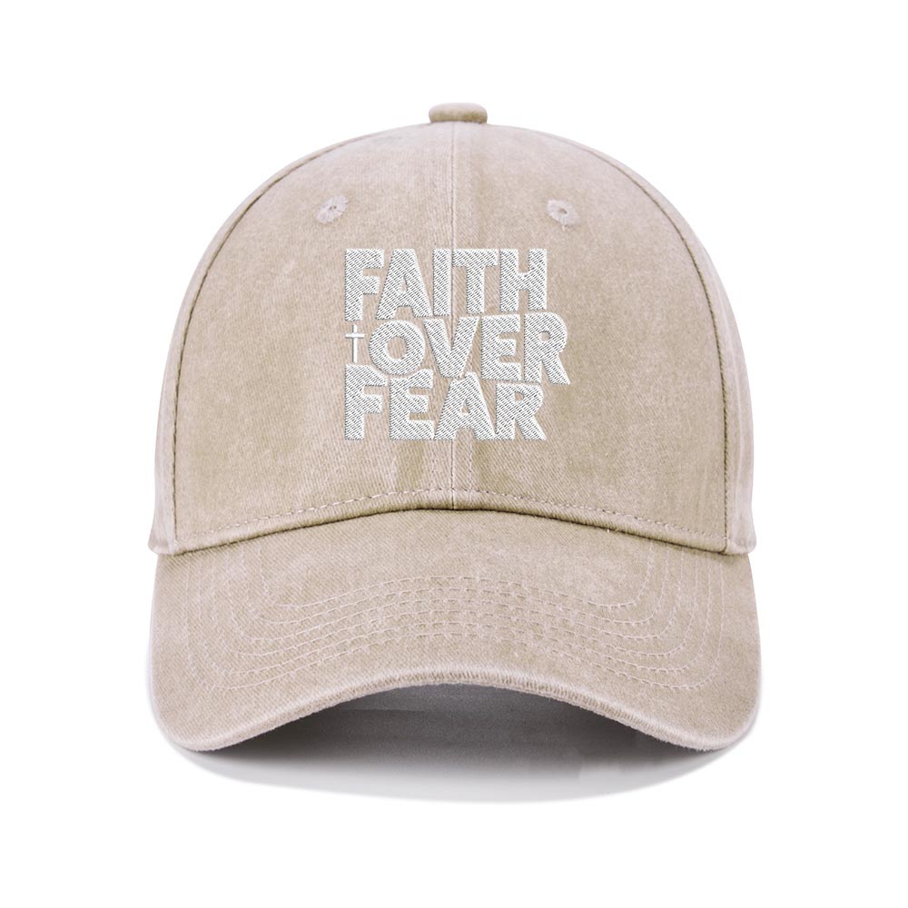 Faith Over Fear Christian Washed Hat-Teevibe