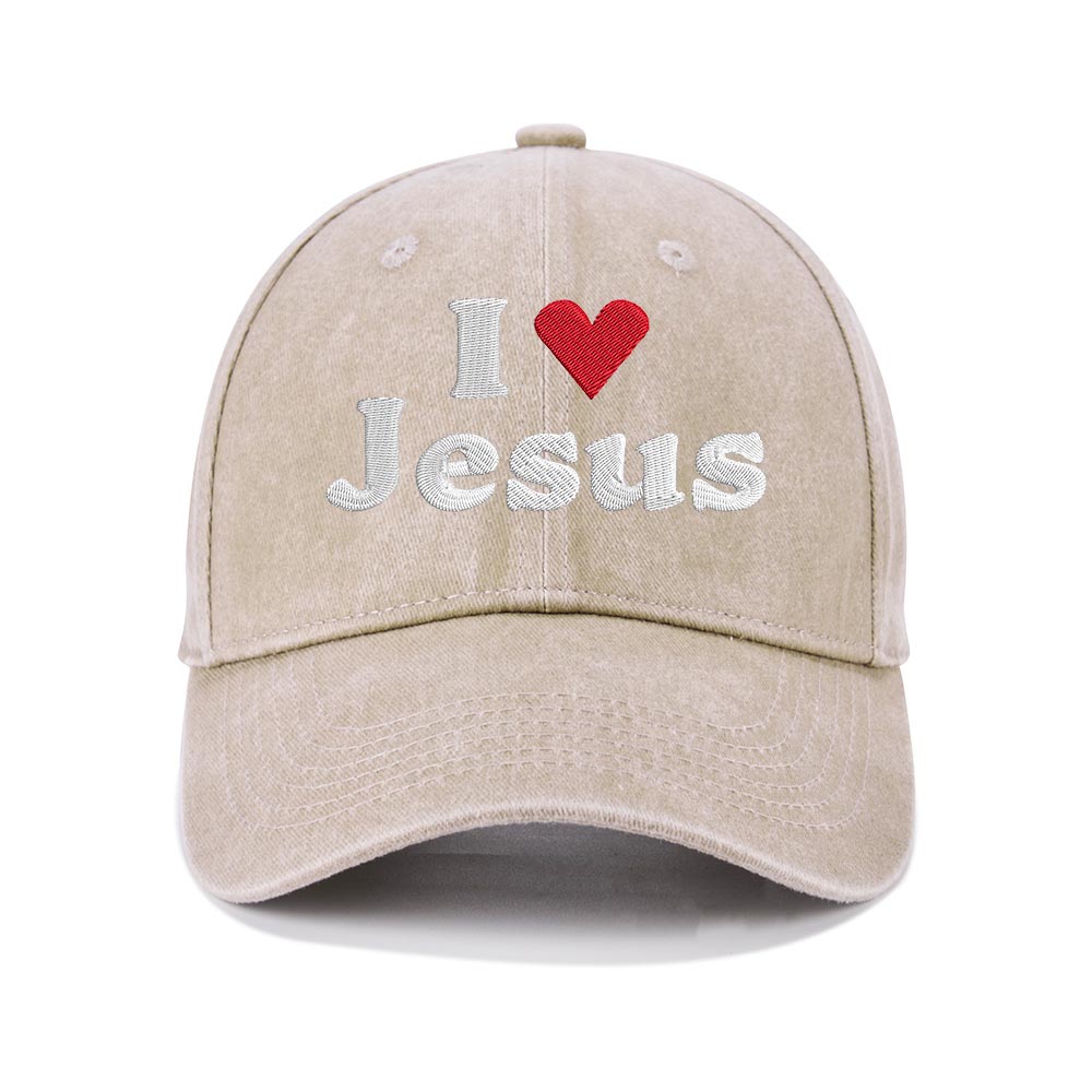 I Love Jesus Christian Washed Hat-Teevibe