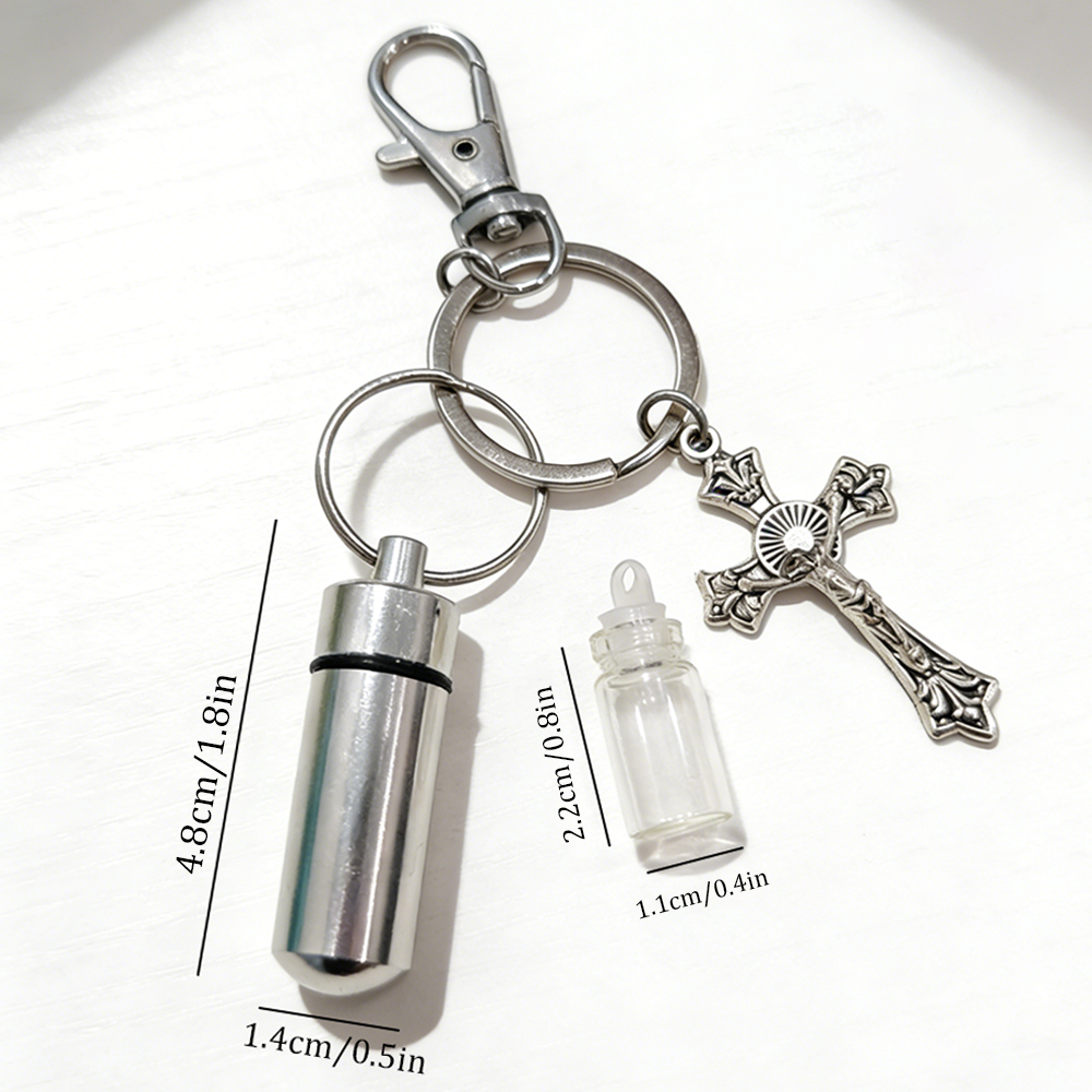 Christian Cross Holy Water Keychain A Symbol of Faith and Blessing-Teevibe