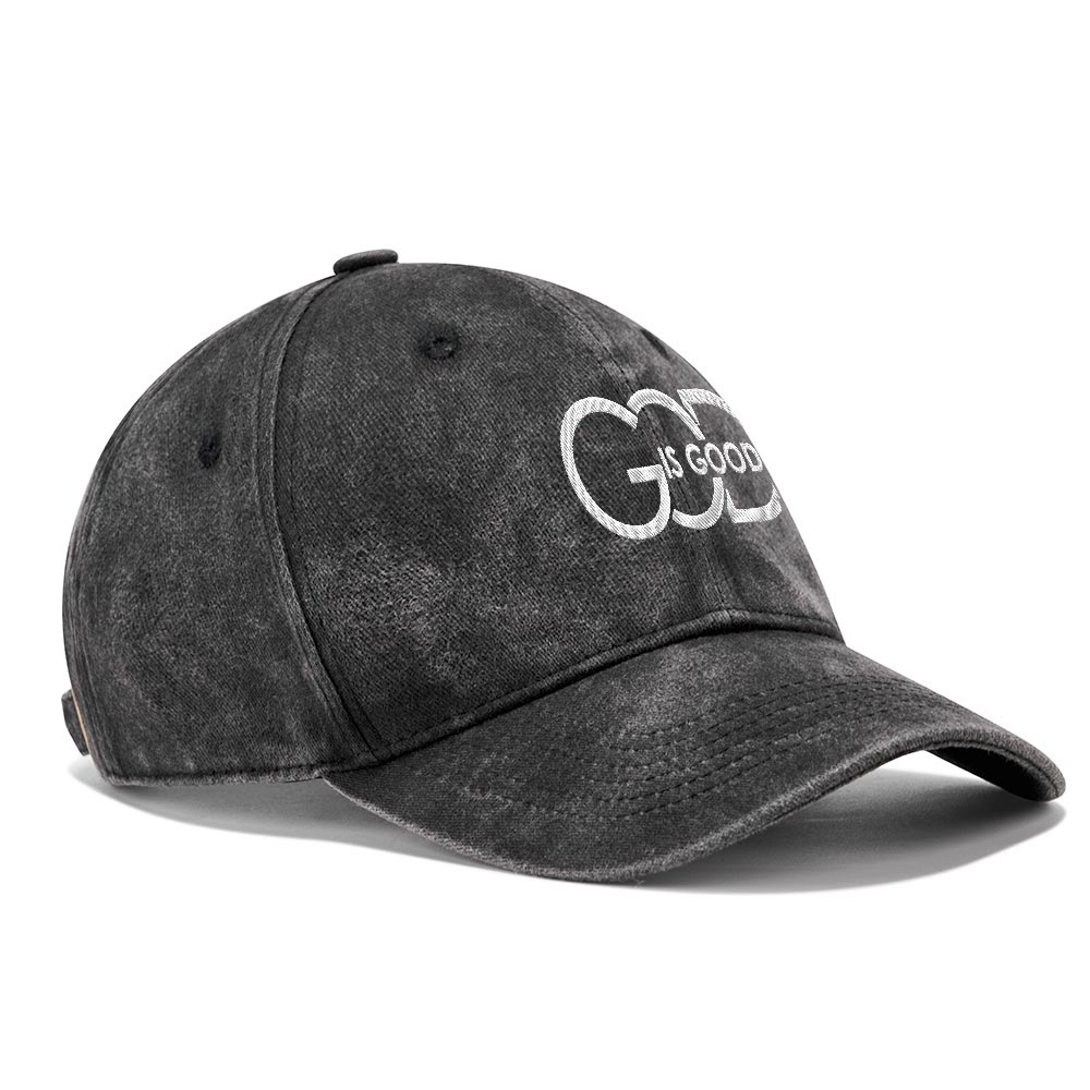 God Is Good Christian Washed Hat-Teevibe