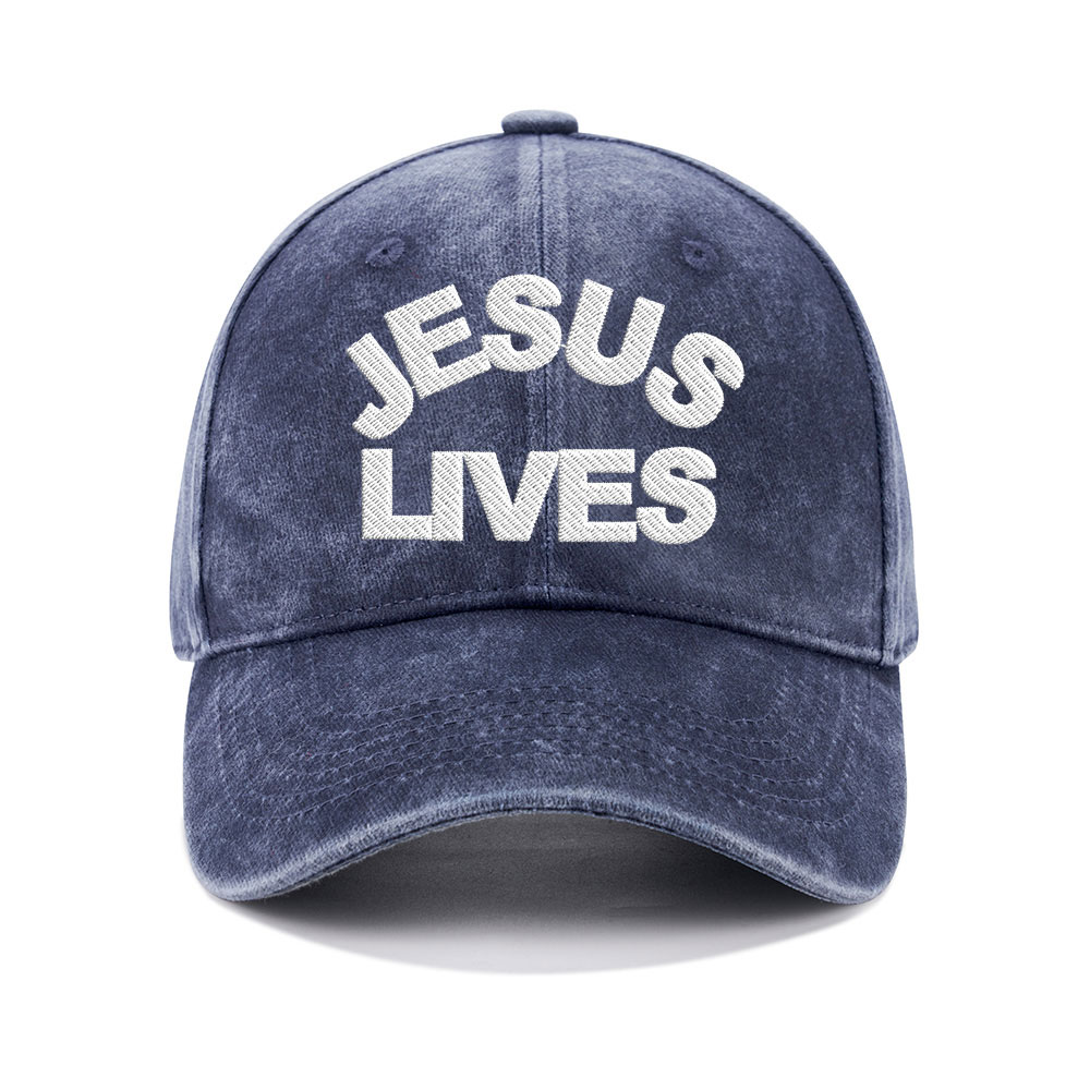 Jesus Lives Christian Washed Hat-Teevibe