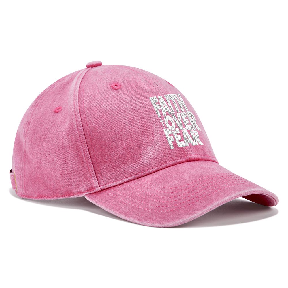 Faith Over Fear Christian Washed Hat-Teevibe