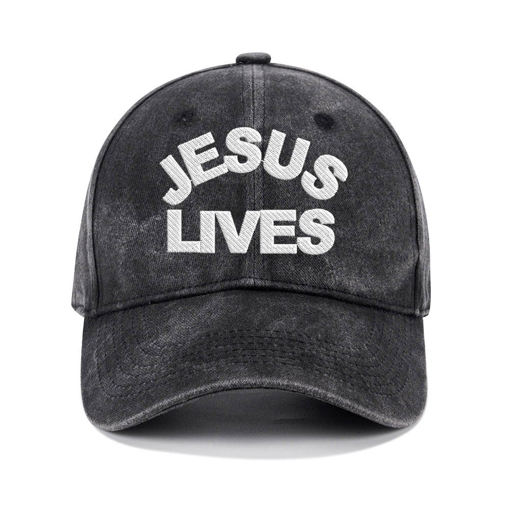 Jesus Lives Christian Washed Hat-Teevibe