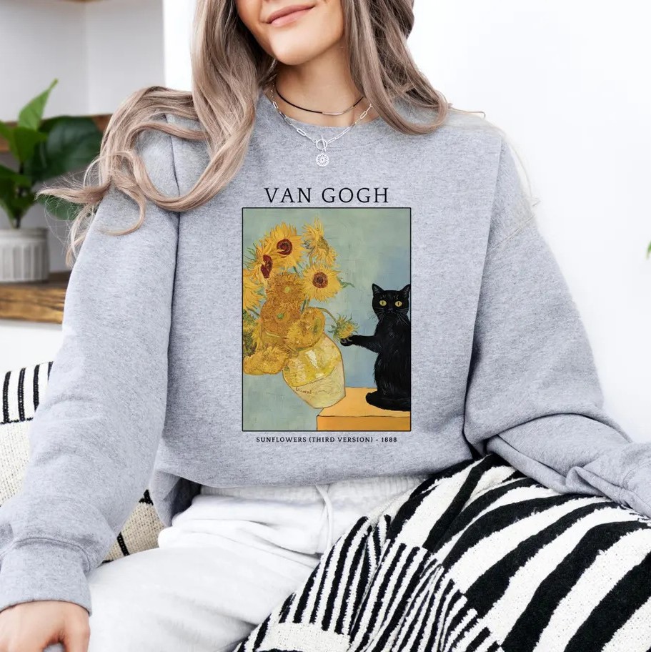 Van Gogh Cat Sweatshirt