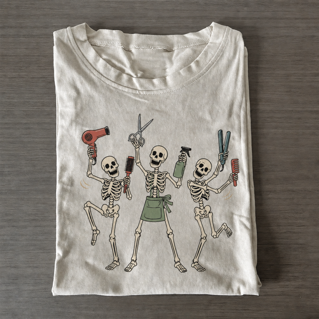 Hairstylist Skeleton Halloween T Shirt