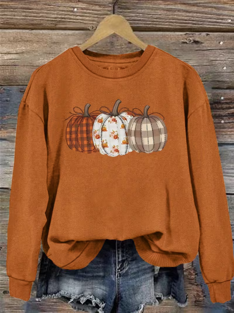 Preppy Floral Pumpkin  Crewneck Sweatshirt