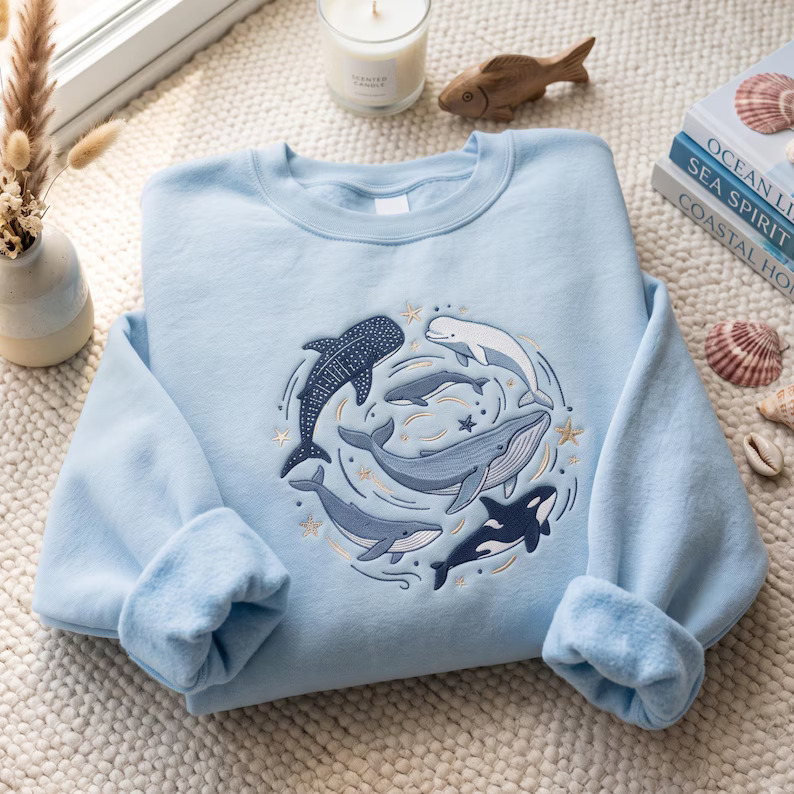 Embroidered Whale Shark Sweatshirt